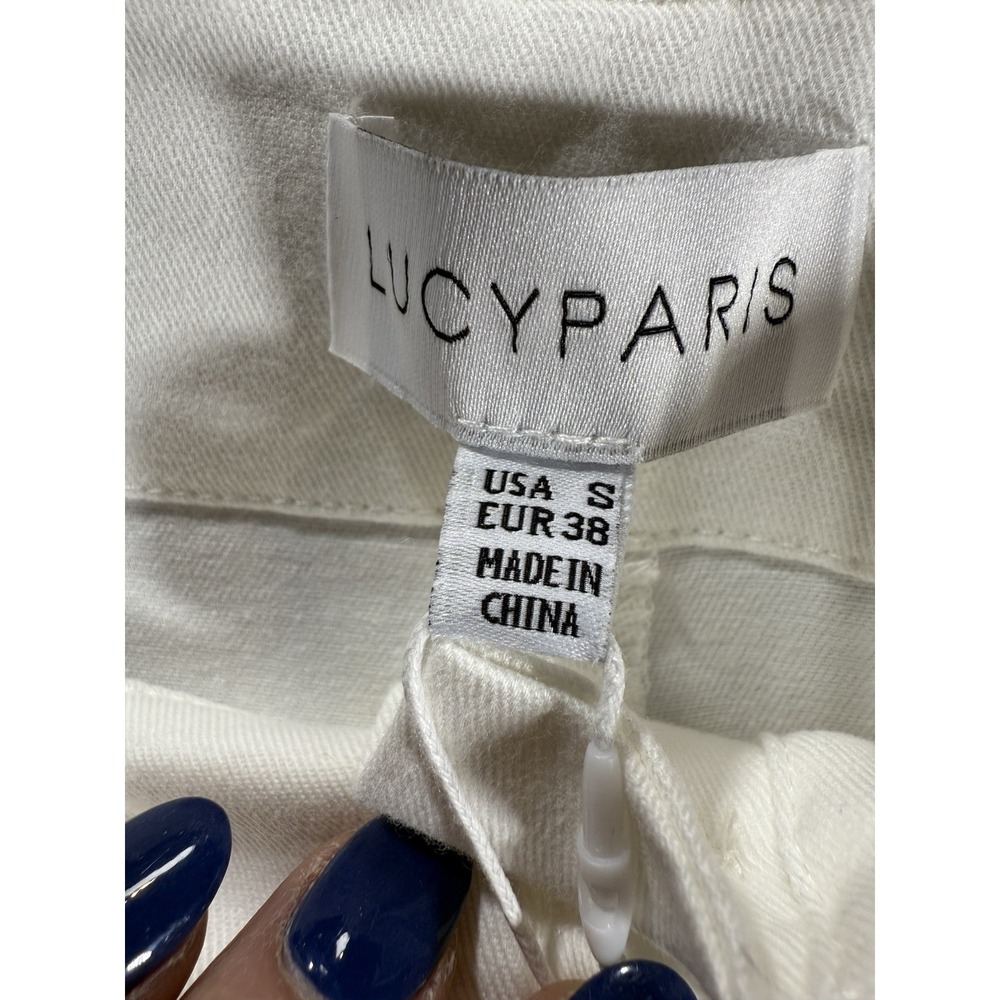 Lucy Paris Reeve Pant Trousers Womens Small White High Waisted Wide Leg Classic - Picture 7 of 10